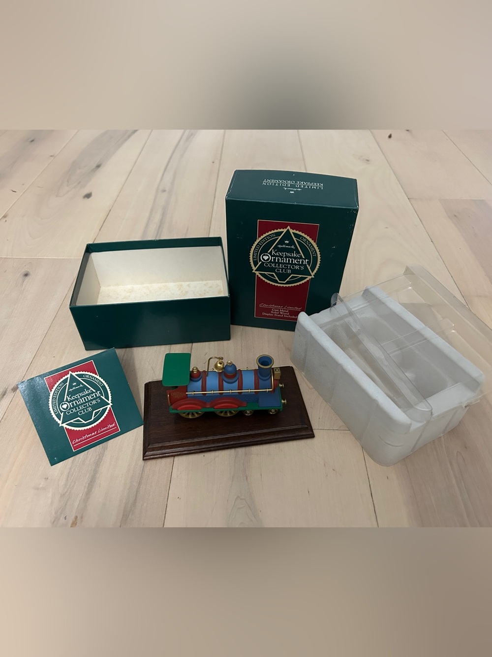 Hallmark Keepsake Christmas Limited Cast Metal Locomotive with Wood Display